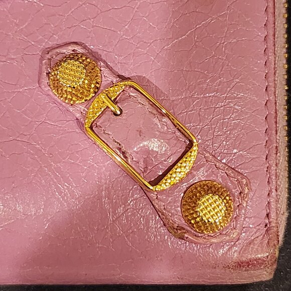 Excellent Balenciaga Zip around Wallet Pinkish Lavender Leather Continental - Picture 13 of 14